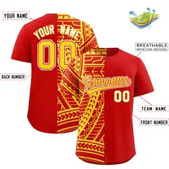 Red Gold Tribal Split Baseball Jersey 2