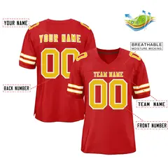 Red Gold-White Classic Authentic Football Jersey 2