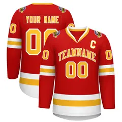 Red Gold-White Classic Hockey Jersey 1