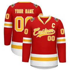 Red Gold-White Classic Hockey Jersey 1