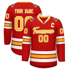 Red Gold-White Classic Hockey Jersey 1