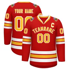 Red Gold-White Classic Hockey Jersey 1
