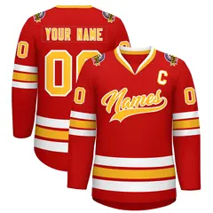 Red Gold-White Classic Hockey Jersey 1