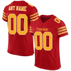Red Gold-White Classic Mesh Authentic Football Jersey 1
