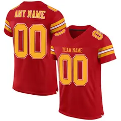 Red Gold-White Classic Mesh Authentic Football Jersey 1