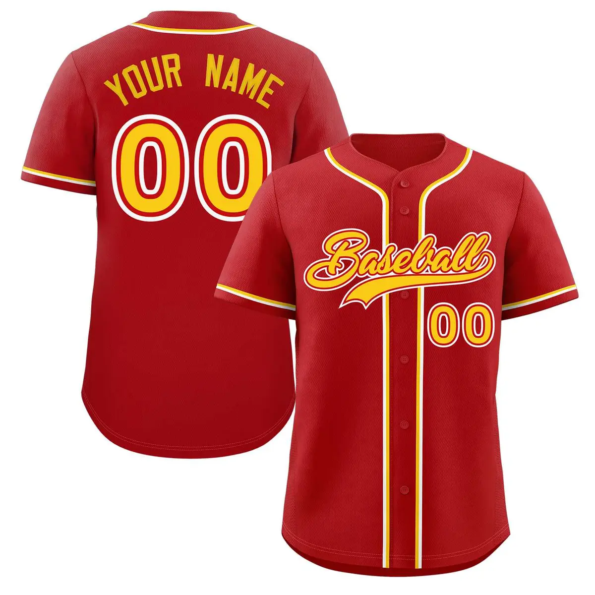 Red Gold-White Classic Style Authentic Baseball Jersey