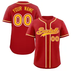 Red Gold-White Classic Style Authentic Baseball Jersey