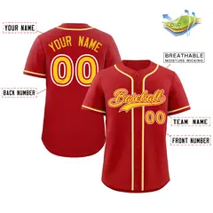 Red Gold-White Classic Style Authentic Baseball Jersey 2