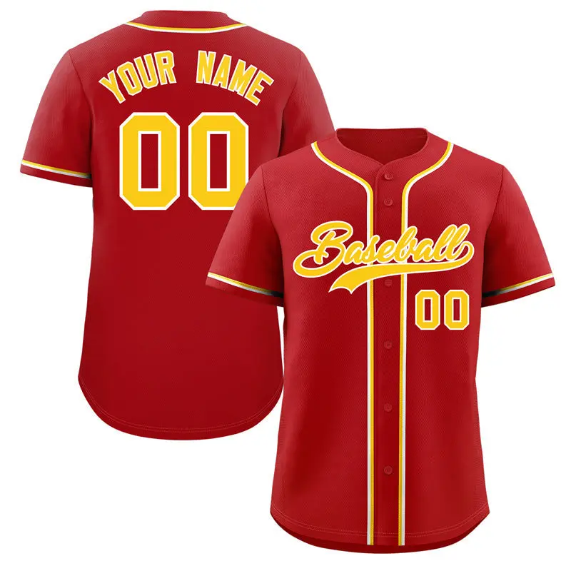 Red Gold-White Classic Style Authentic Baseball Jersey