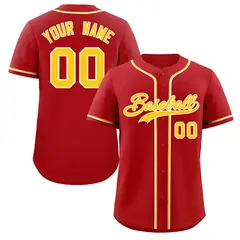 Red Gold-White Classic Style Authentic Baseball Jersey