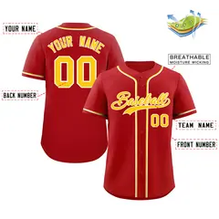 Red Gold-White Classic Style Authentic Baseball Jersey 2