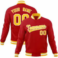 Red Gold-White Classic Varsity Full-Snap Letterman Jacket 1