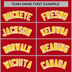 Red Gold-White Classic Varsity Full-Snap Letterman Jacket 5