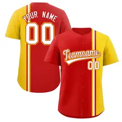 Red Gold-White Color Block Authentic Baseball Jersey 1