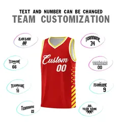 Red Gold White Diamond Stripe Side Basketball Jersey 4