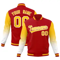 Red Gold White Gradient Varsity Raglan Letterman Jacket 1