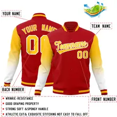 Red Gold White Gradient Varsity Raglan Letterman Jacket 2