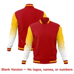 Red Gold White Gradient Varsity Raglan Letterman Jacket 7