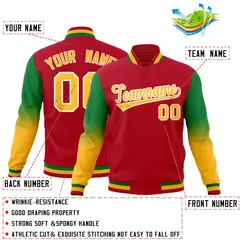 Red Gold White Gradient Varsity Raglan Letterman Jacket 2