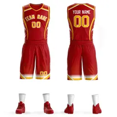 Red Gold-White Graffiti Points Element Basketball Jersey