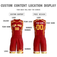 Red Gold-White Graffiti Points Element Basketball Jersey 3