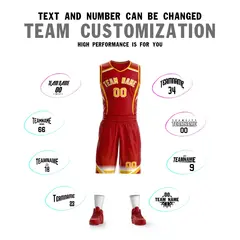 Red Gold-White Graffiti Points Element Basketball Jersey 4