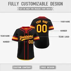 Red Gold White Reversible Two-Button Baseball Jersey 3