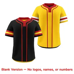 Red Gold White Reversible Two-Button Baseball Jersey 9