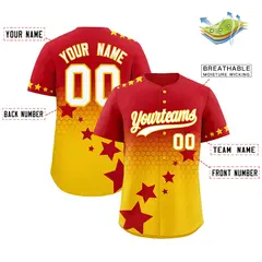 Red Gold White Rising Stars Gradient Fashion Baseball Jersey 2