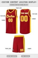 Red Gold White Side Splash Basketball Jersey 2