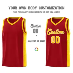Red Gold White Side Splash Basketball Jersey 3