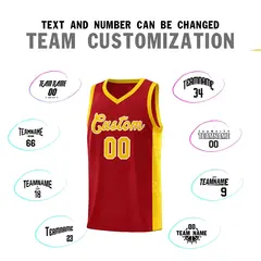 Red Gold White Side Splash Basketball Jersey 4
