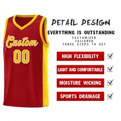 Red Gold White Side Splash Basketball Jersey 5