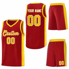 Red Gold White Side Splash Basketball Jersey 6