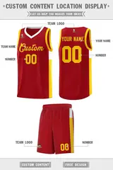 Red Gold-White Side Two-Tone Classic Basketball Jersey 2