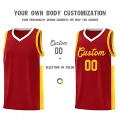Red Gold-White Side Two-Tone Classic Basketball Jersey 3