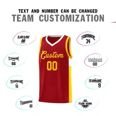 Red Gold-White Side Two-Tone Classic Basketball Jersey 4