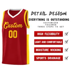 Red Gold-White Side Two-Tone Classic Basketball Jersey 5
