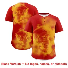 Red Gold White Skeleton Graffiti Quick Dry Baseball Jersey 8