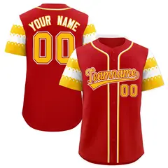 Red Gold White Sleeve Flag Lace Baseball Jersey 1
