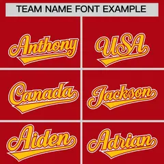 Red Gold White Sleeve Flag Lace Baseball Jersey 3