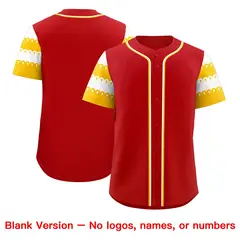 Red Gold White Sleeve Flag Lace Baseball Jersey 7