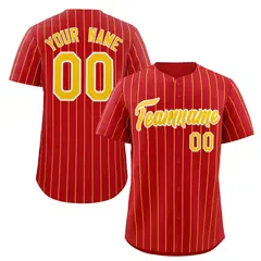 Red Gold-White Stripe Authentic Fashion Baseball Jersey
