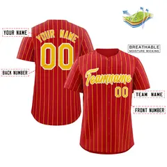 Red Gold-White Stripe Authentic Fashion Baseball Jersey 2