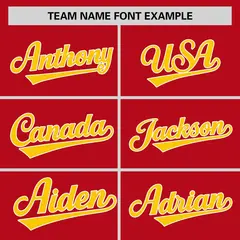 Red Gold-White Stripe Raglan Two-Button Softball Jersey 3