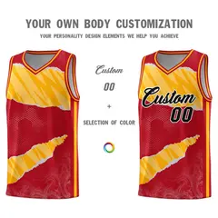 Red Gold-White Tear Graffiti Sports Basketball Jersey 3