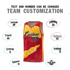Red Gold-White Tear Graffiti Sports Basketball Jersey 4