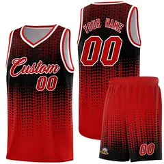 Red Gradient Dots Pattern Basketball Jersey