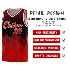 Red Gradient Dots Pattern Basketball Jersey 2