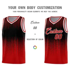Red Gradient Dots Pattern Basketball Jersey 3